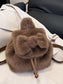 Fuzzy Plush Drawstring Backpack Bag nicholesgifts