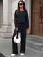 Ribbed Round Neck Top and Pants Set nicholesgifts