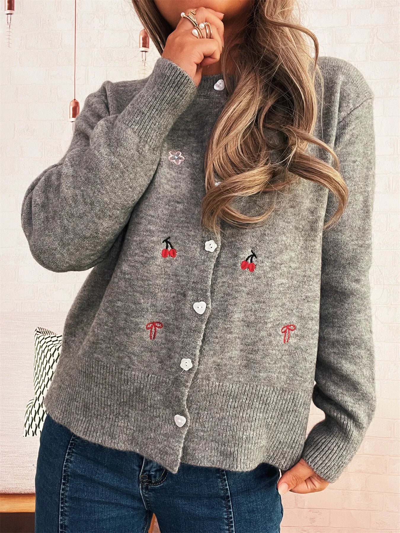 Ribbed Button-Front Knit Cardigan