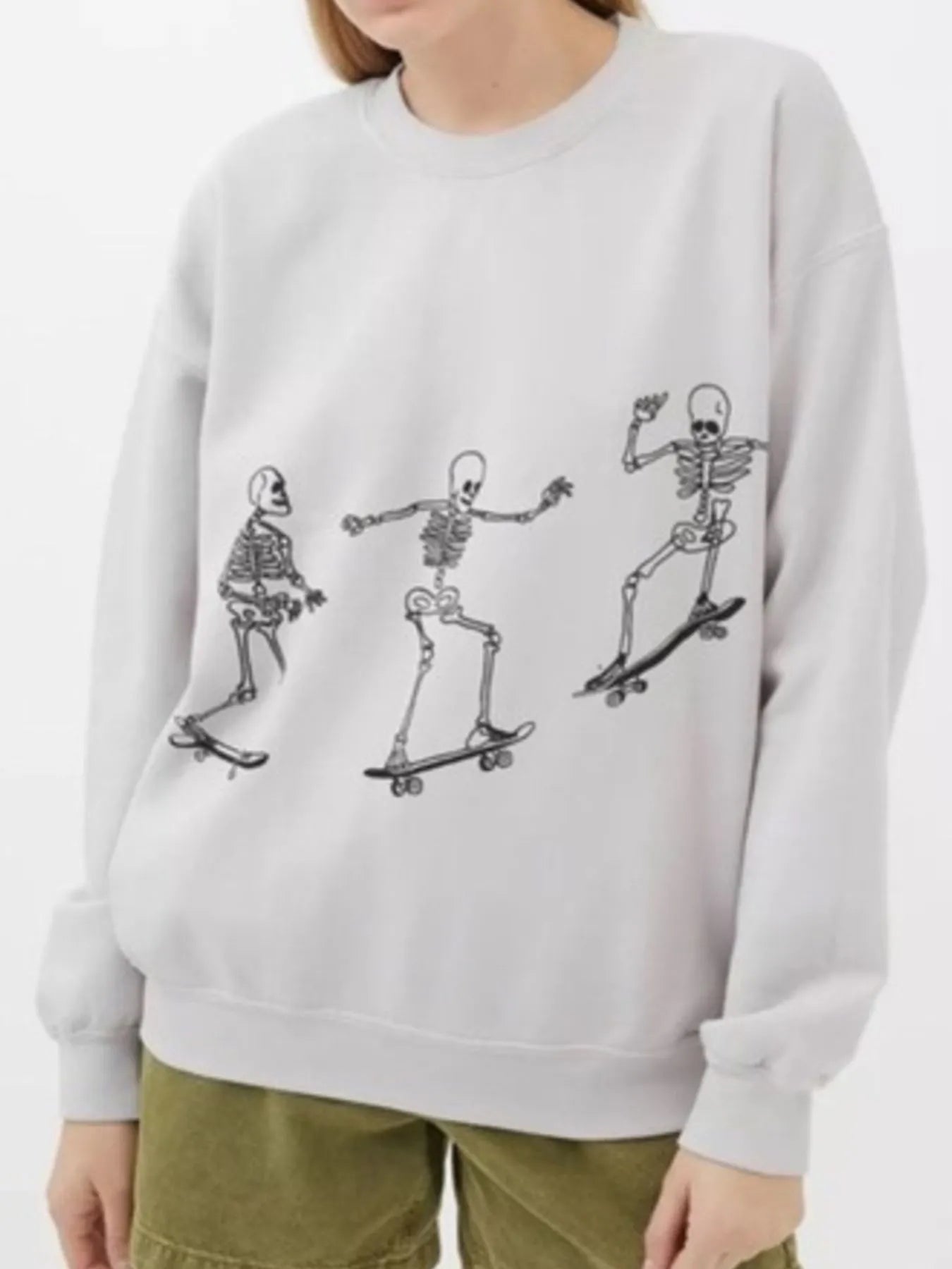 Skeleton Graphic Oversized Sweatshirt Trendsi