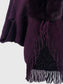 Women Open Front Fringe Hem Poncho nicholesgifts