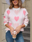 Women Angel Wings Heart Round Neck Long Sleeve Sweater nicholesgifts