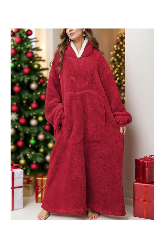 Pocketed Contrast Long Sleeve Hooded Lounge Dress NicholesGifts