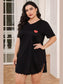 Plus Size Lace Trim V-Neck Short Sleeve Night Dress nicholesgifts