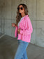 Ribbed Collared Neck Button Up Jacket nicholesgifts