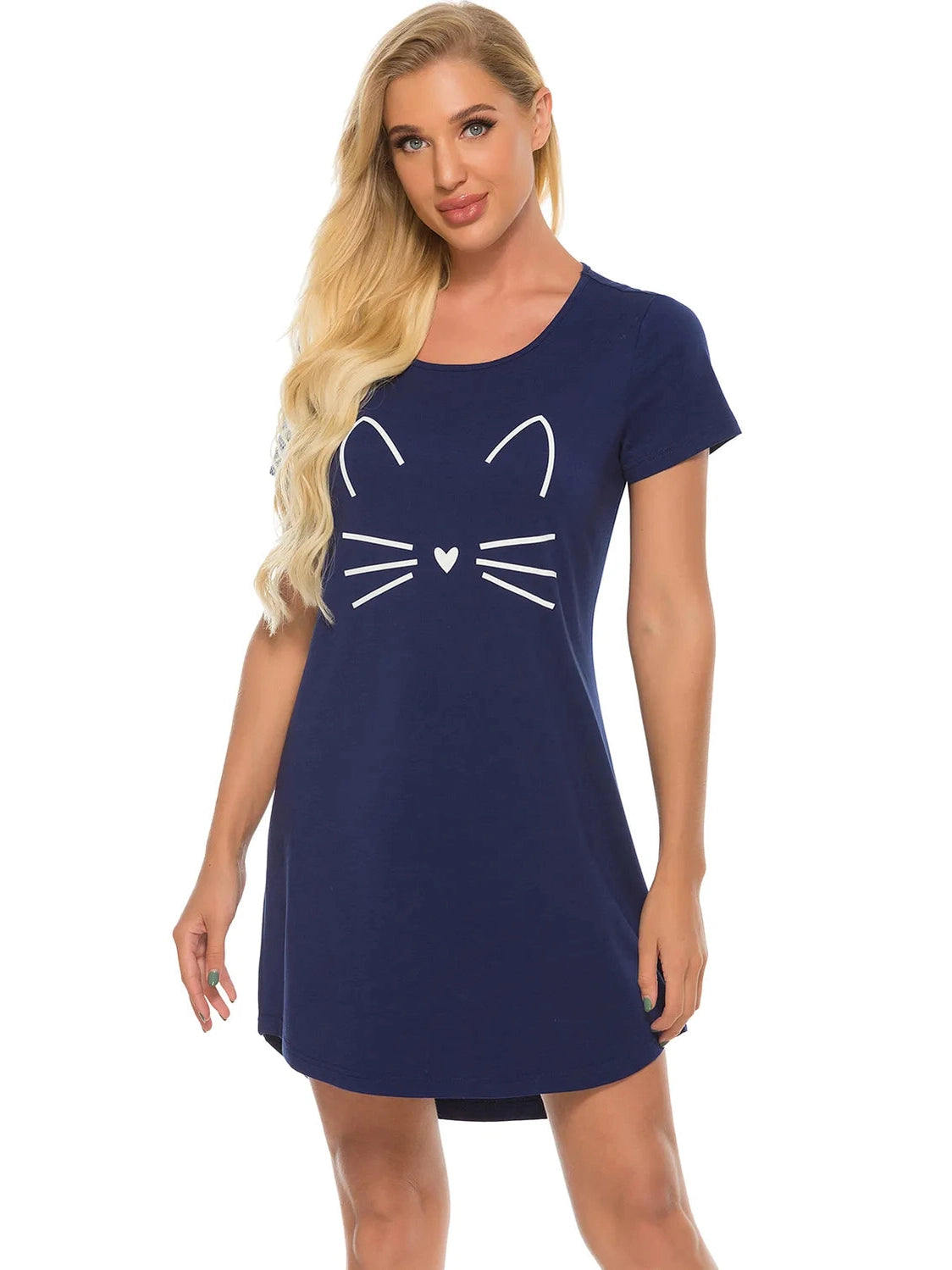 Graphic Round Neck Short Sleeve Lounge Dress nicholesgifts
