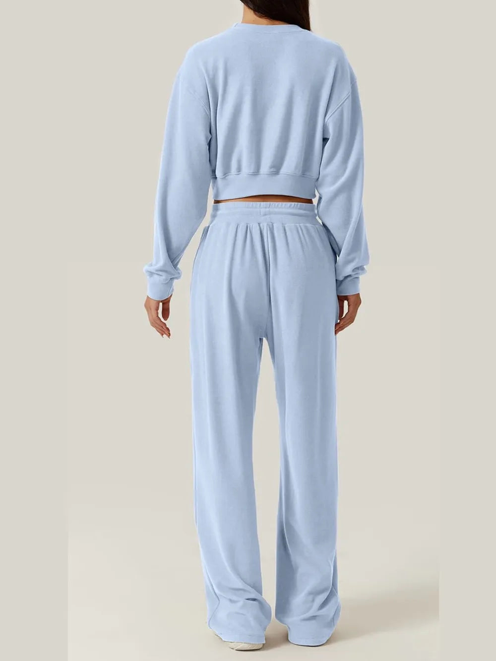Crisscross Round Neck Top and Drawstring Pants Set nicholesgifts