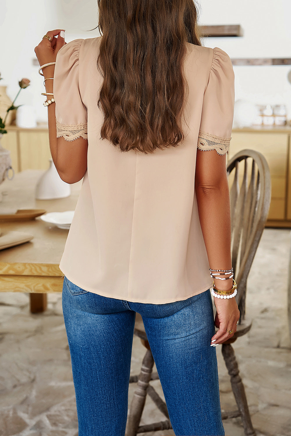 Women Ruched Mock Neck Short Sleeve Blouse nicholesgifts