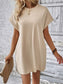 Women Pocketed Round Neck Short Sleeve Dress nicholesgifts