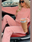 Round Neck Long Sleeve Top and Pants Set nicholesgifts