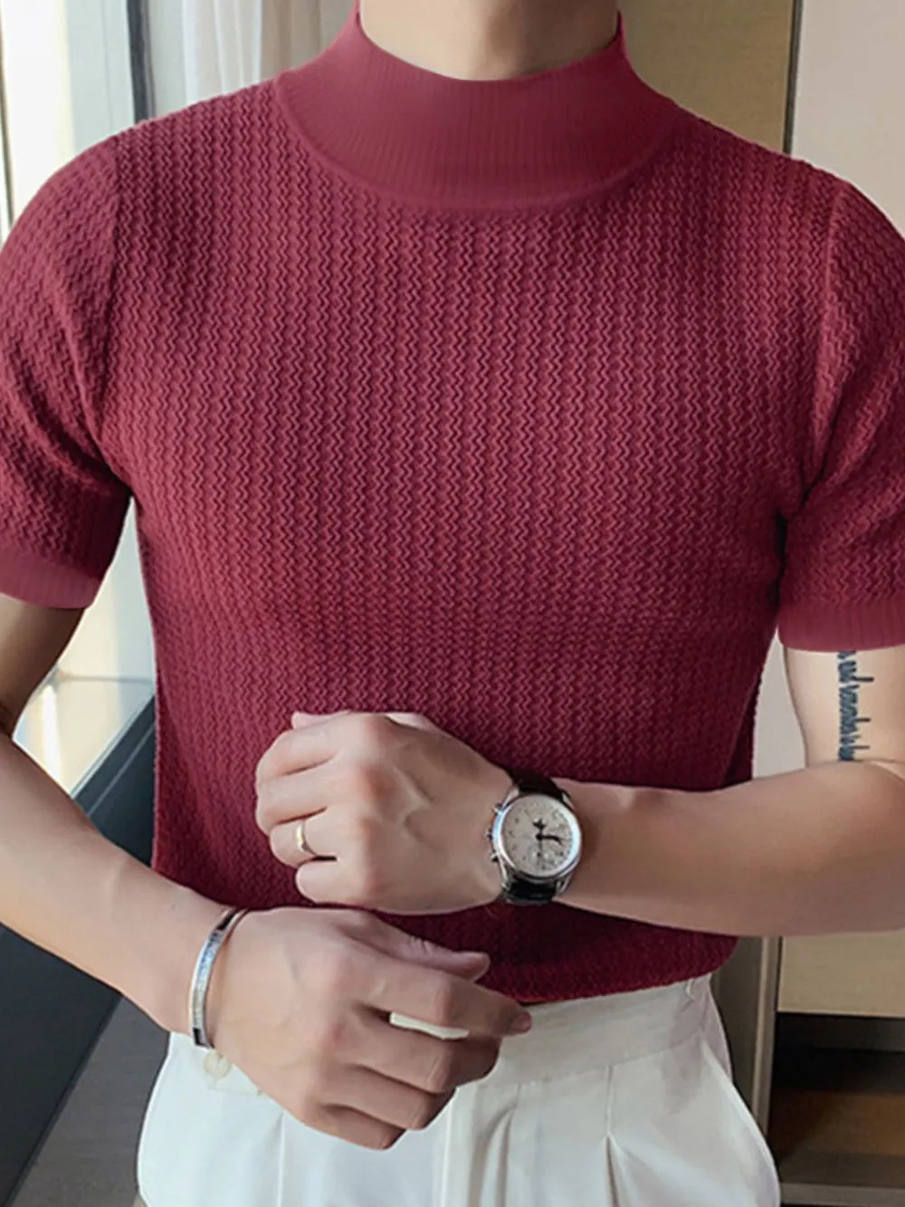 Men's Full Size Mock Neck Short Sleeve T-Shirt Plus Size NicholesGifts