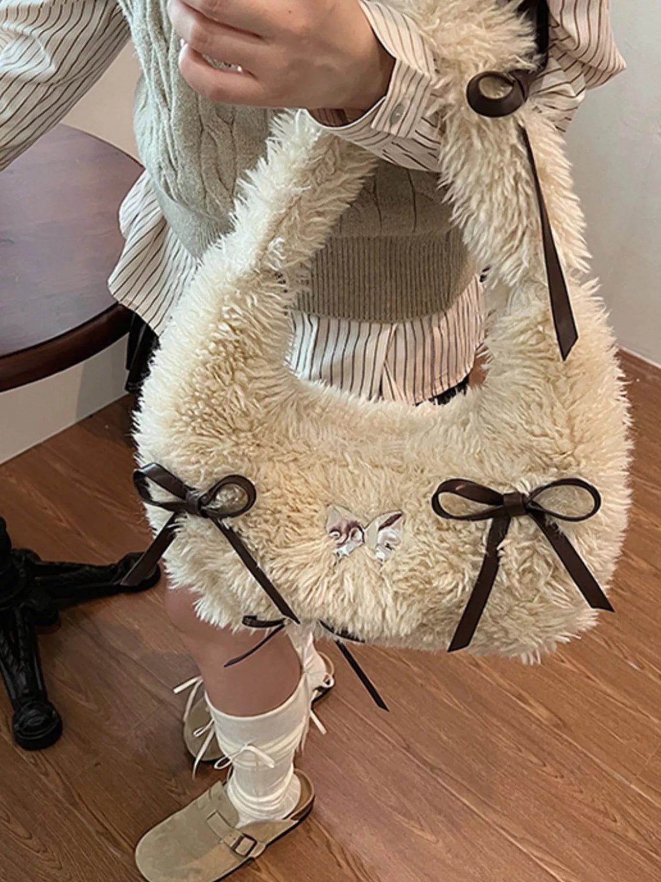 Fluffy Bow Shoulder Bag nicholesgifts