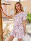 Tied Frill Short Sleeve Mini Dress nicholesgifts