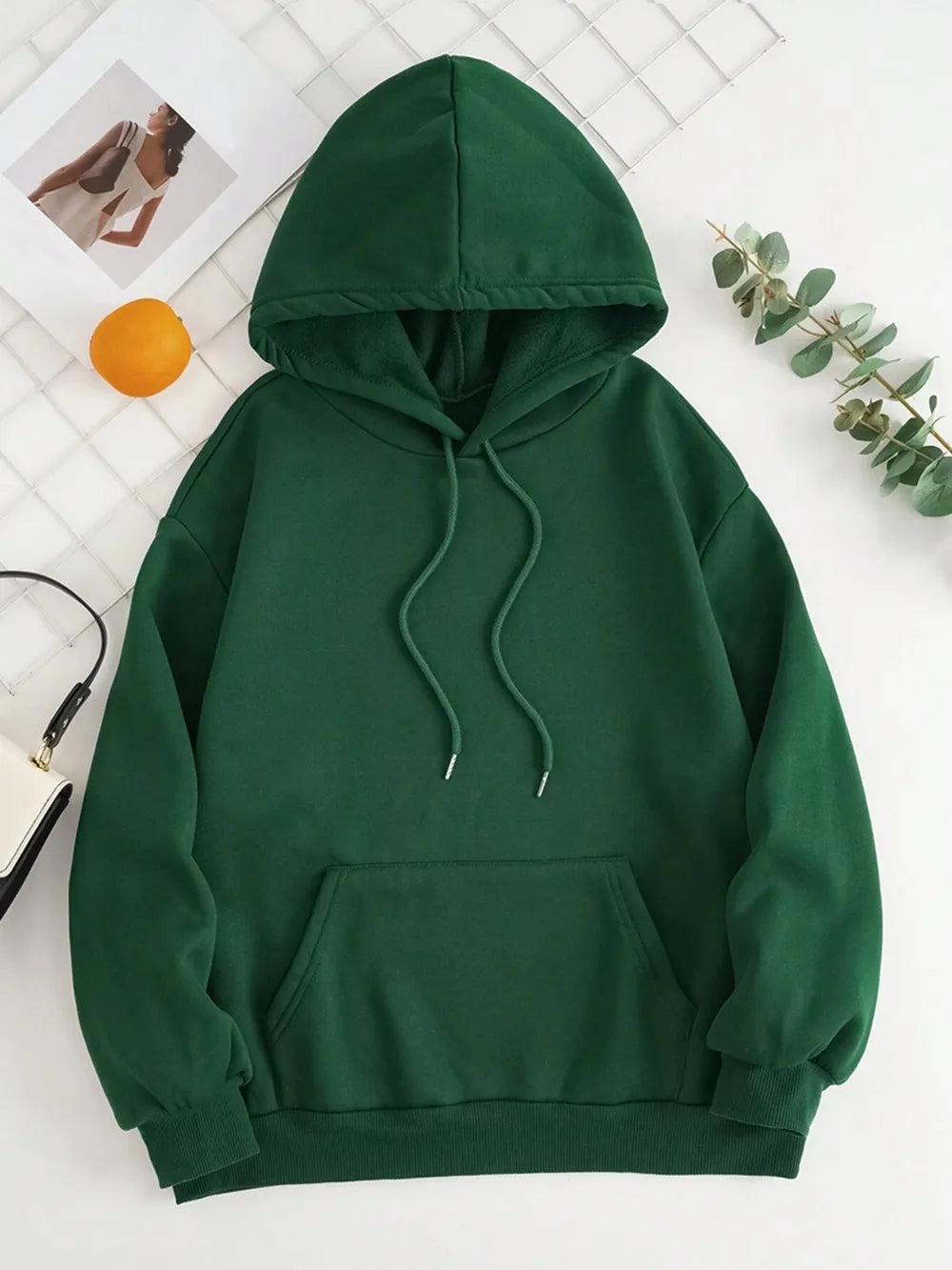 Drawstring Dropped Shoulder Hoodie Trendsi