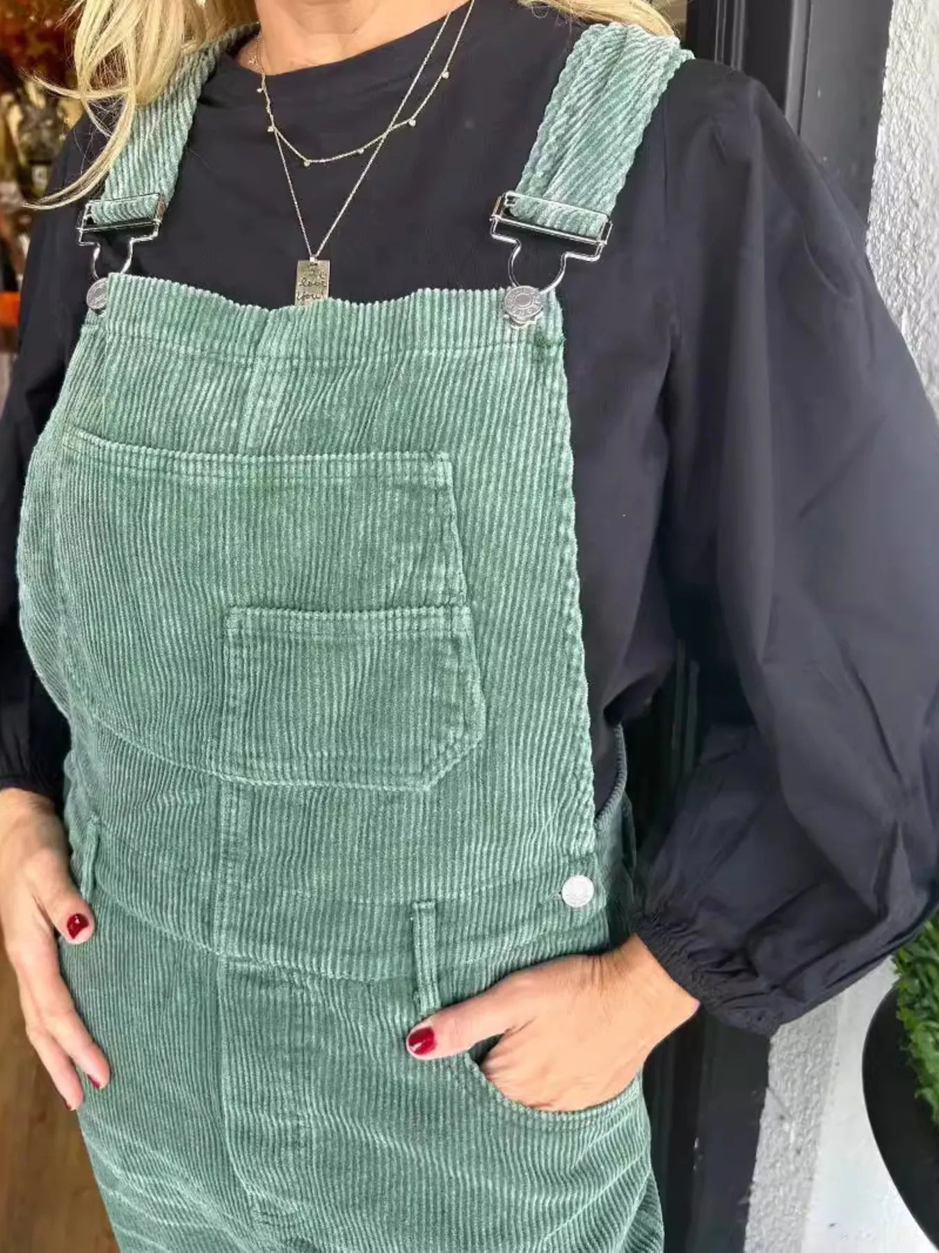 Distressed Wide Leg Corduroy Overalls nicholesgifts