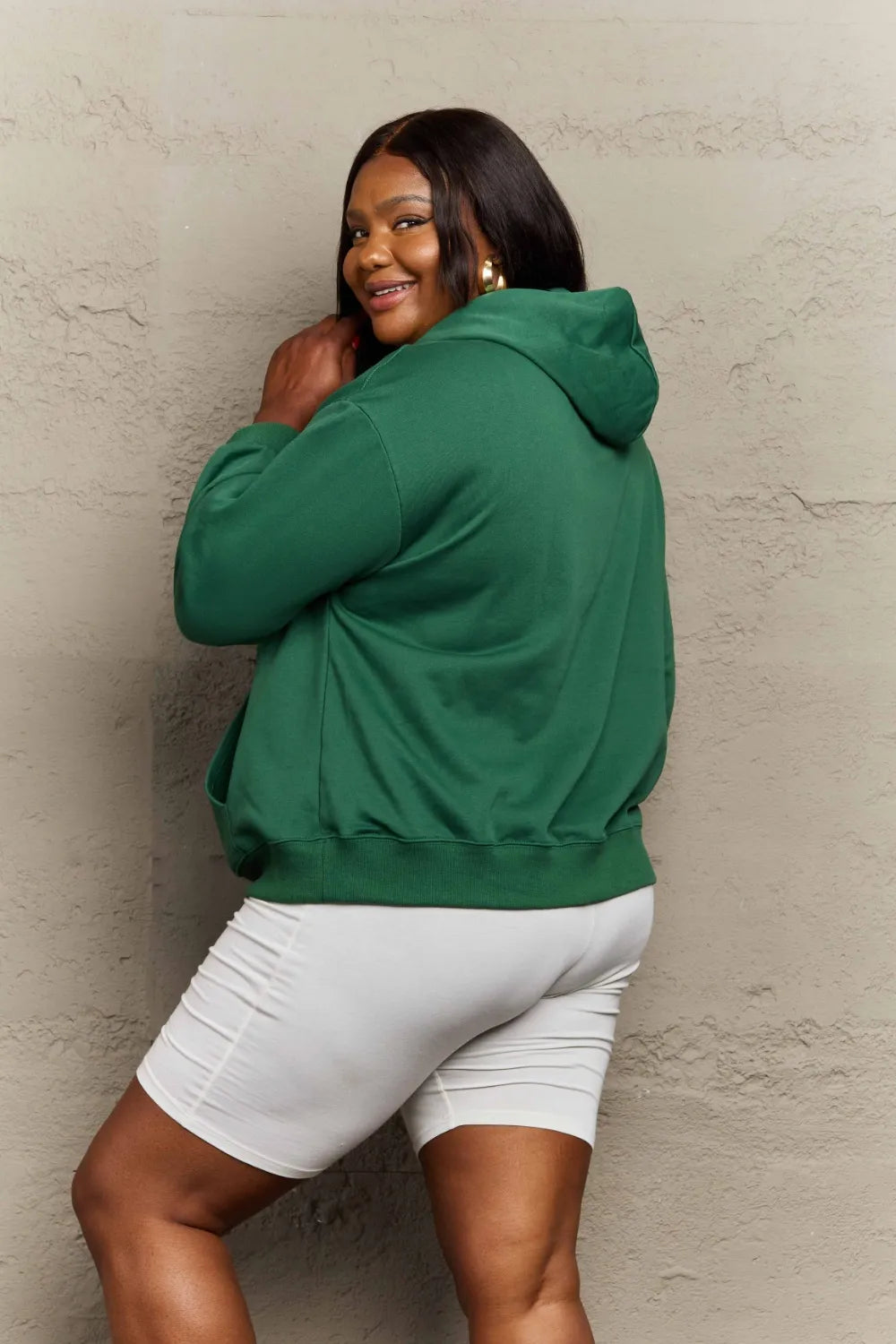 Full Size Long Sleeve Dropped Shoulder Hoodie Trendsi