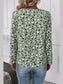 Printed V-Neck Long Sleeve Blouse nicholesgifts