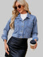 Pocketed Button Up Dropped Shoulder Denim Jacket nicholesgifts