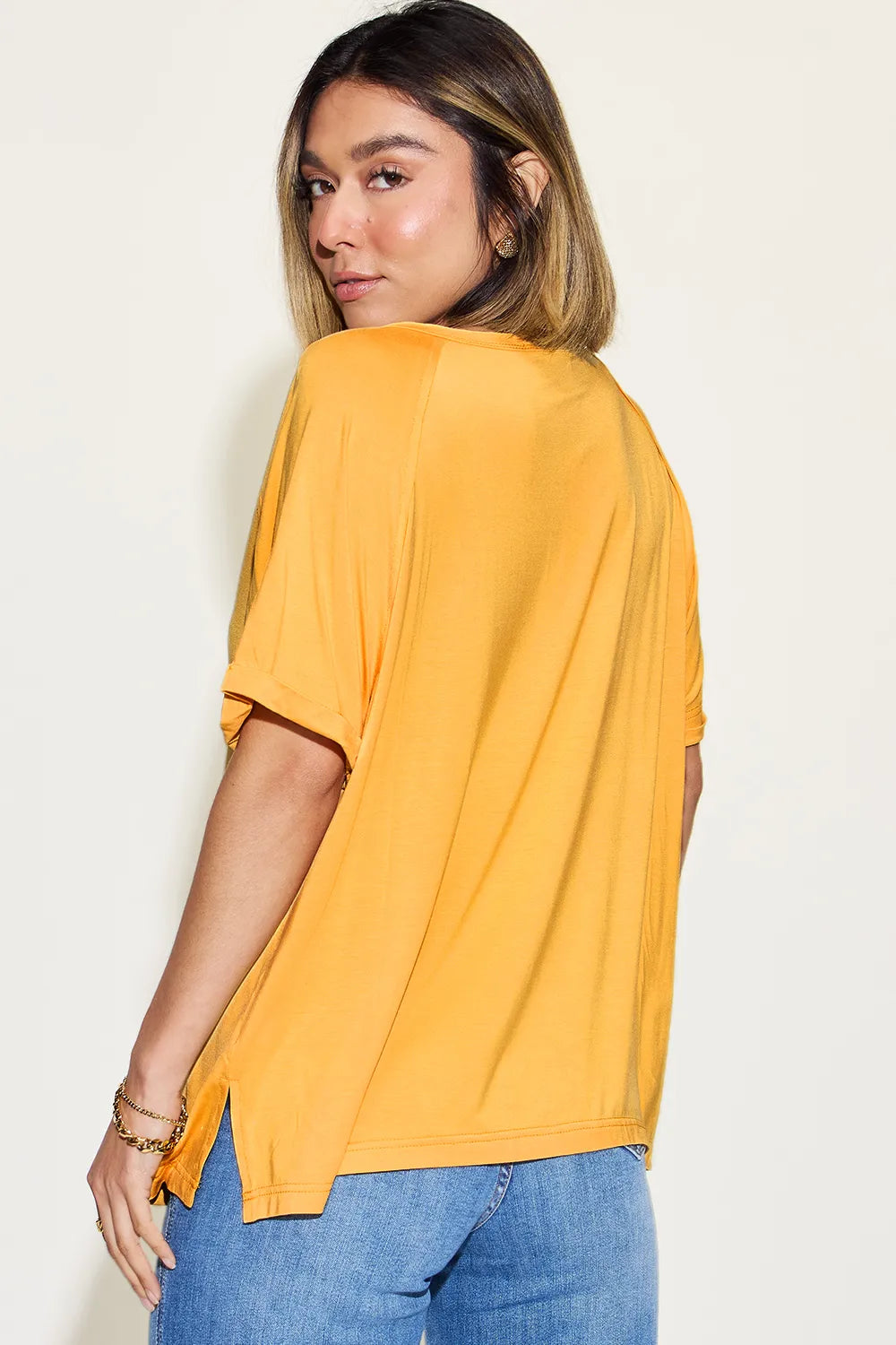 Basic Bae Full Size Bamboo Slit V-Neck Short Sleeve T-Shirt NicholesGifts