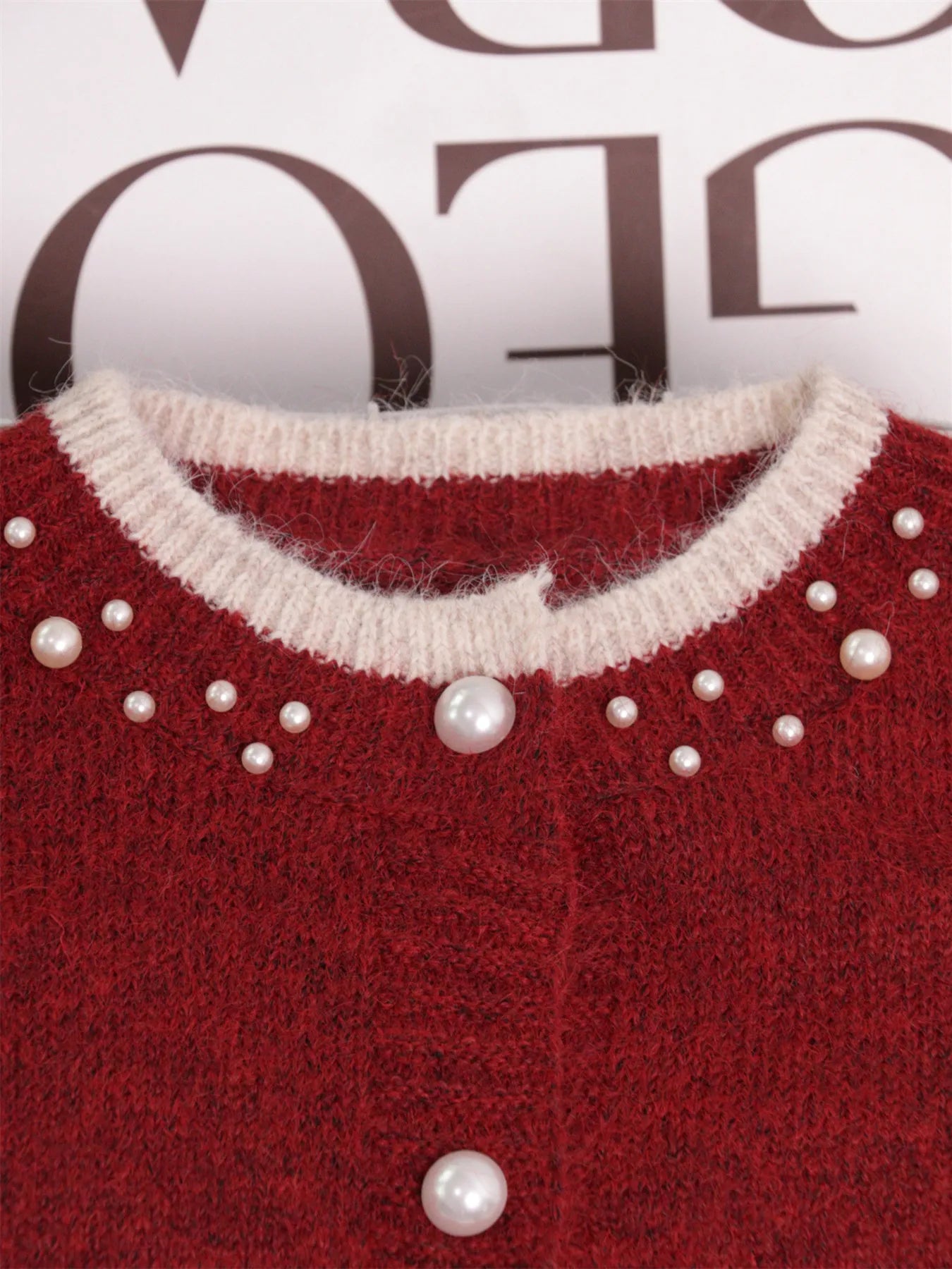 Pearl Embellished Button-Front Cardigan Trendsi