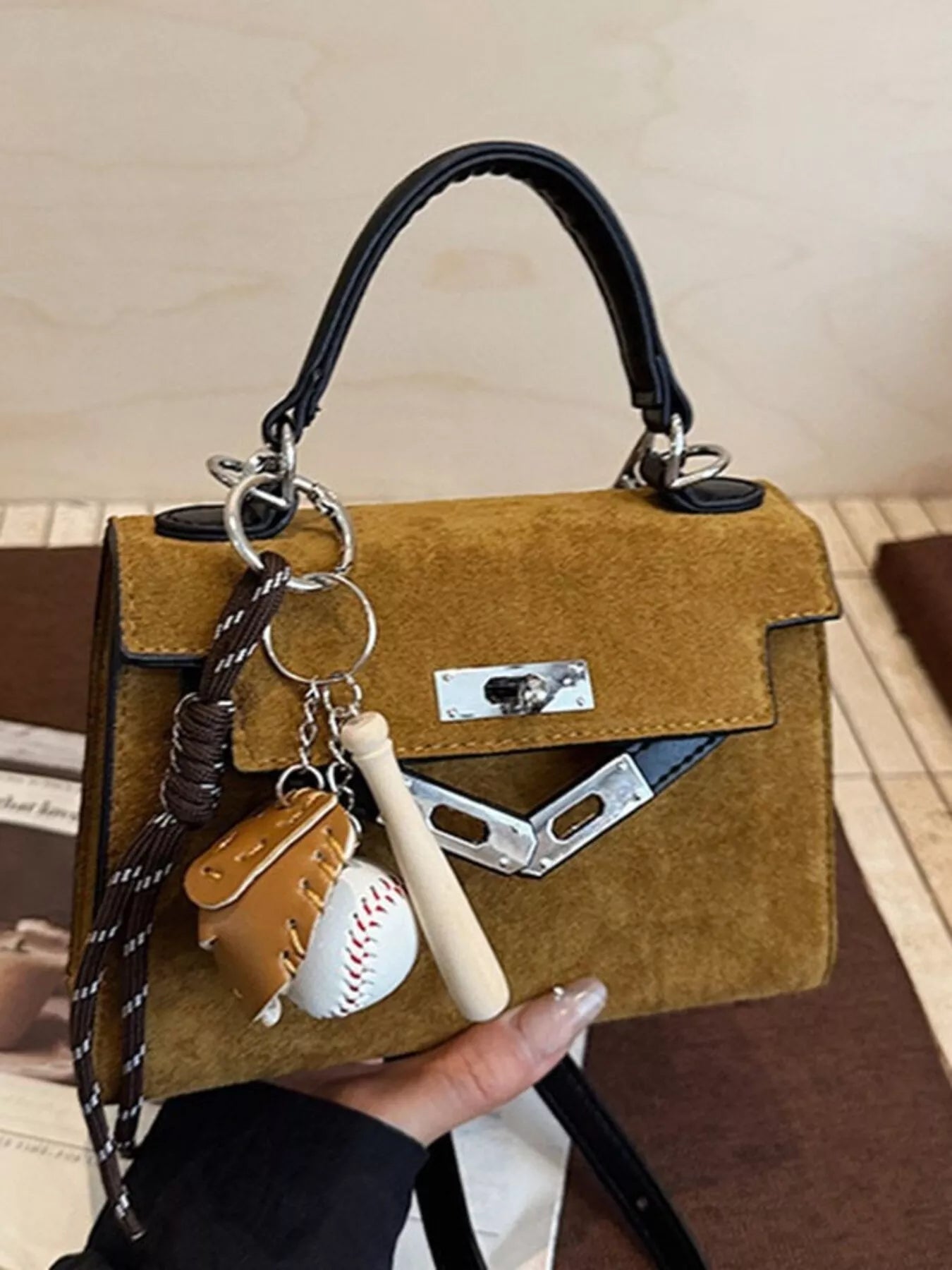 Crossbody Bag with Baseball Charm nicholesgifts
