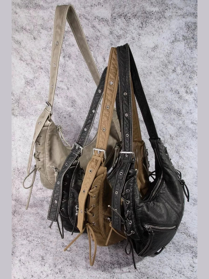 Fame Larger Leather Crescent Shoulder Bag nicholesgifts