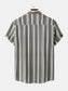 Men's Plus Size Striped Short Sleeve Button-Down Shirt nicholesgifts