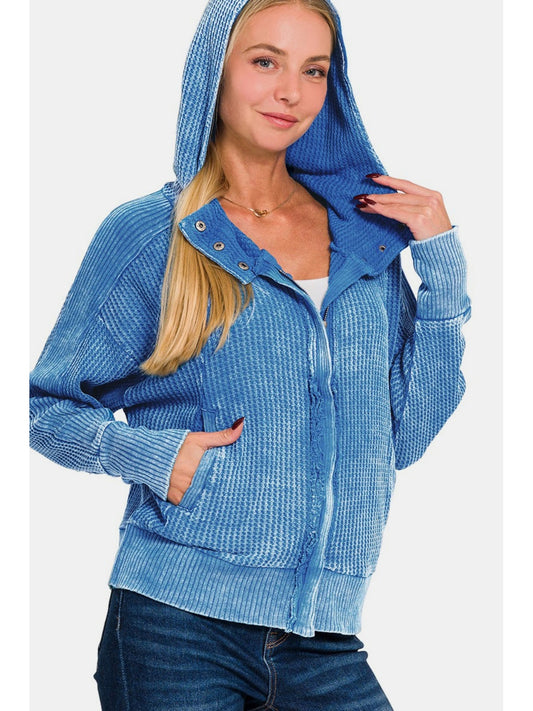 Zenana Washed Zip Up Hooded Jacket nicholesgifts