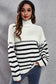Striped Turtleneck Drop Shoulder Sweater nicholesgifts