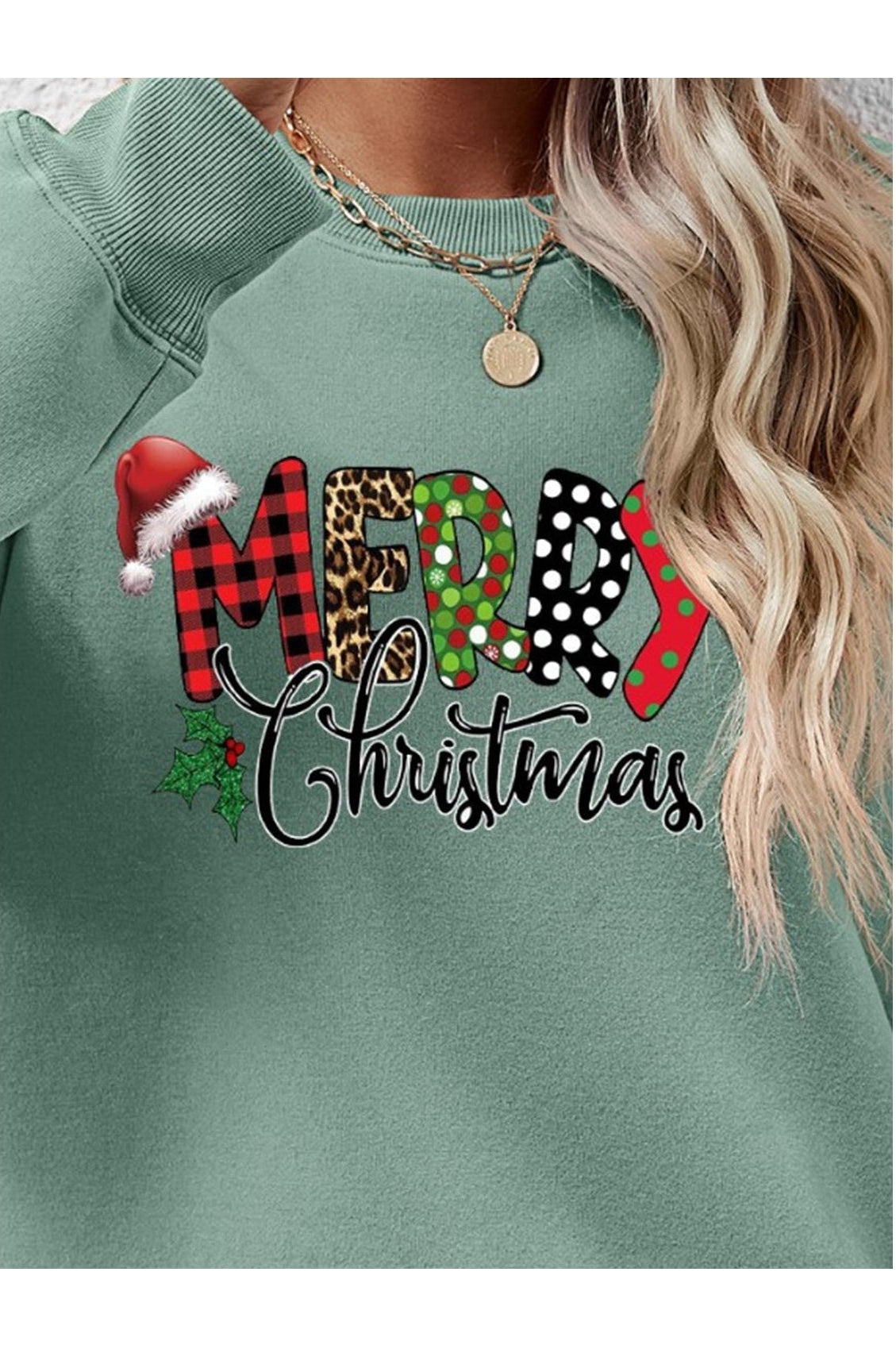 MERRY CHRISTMAS Round Neck Dropped Shoulder Sweatshirt nicholesgifts