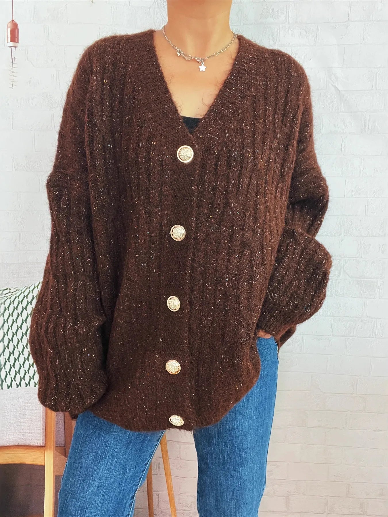 Cable Knit Button-Up Cardigan