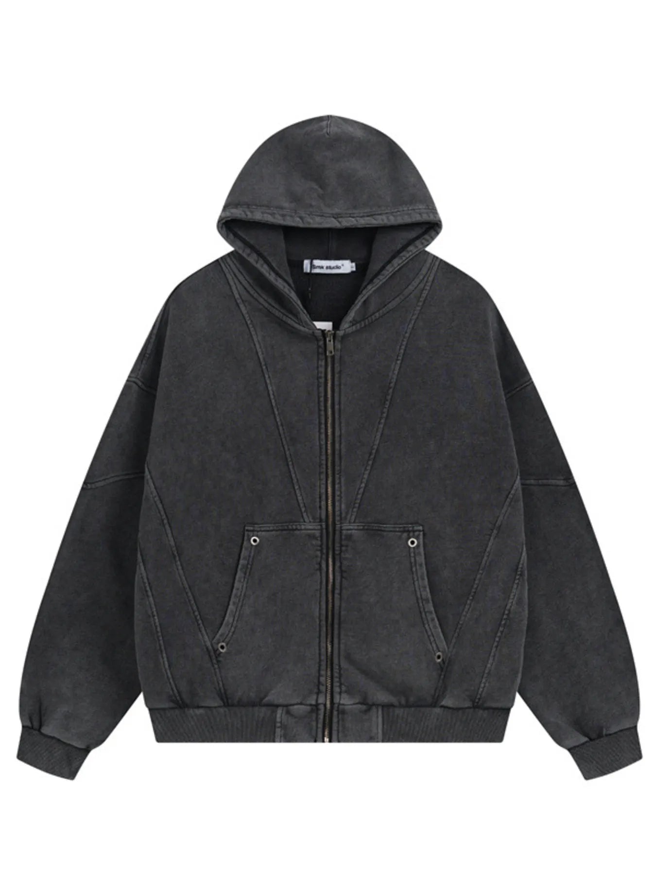 Men's Washed Zip Up Long Sleeve Hooded Jacket