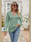 Eyelet Lace Trim Flounce Sleeve Blouse nicholesgifts