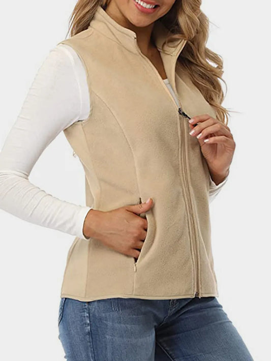 Zip Up Turtleneck Vest with Pockets nicholesgifts