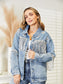 Fringe Detail Long Sleeve Denim Jacket nicholesgifts