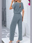 Ribbed Short Sleeve Wide Leg Jumpsuit nicholesgifts