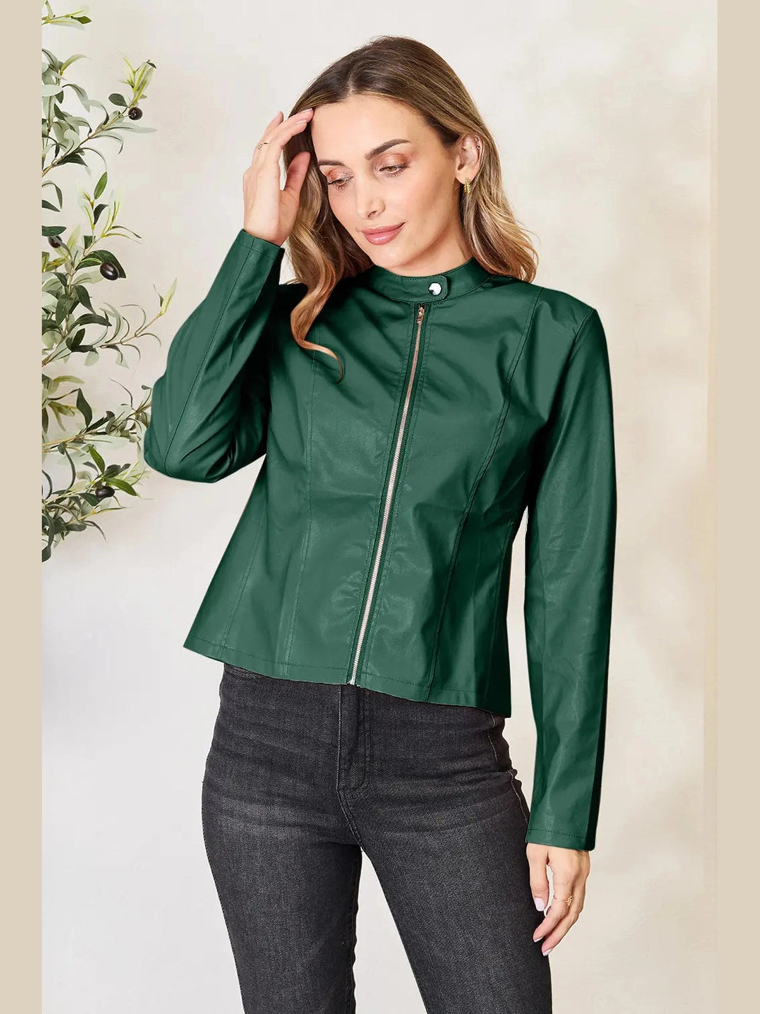 Mock Neck Zip Up Jacket nicholesgifts