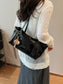 Solid Color Leather Shoulder Bag nicholesgifts