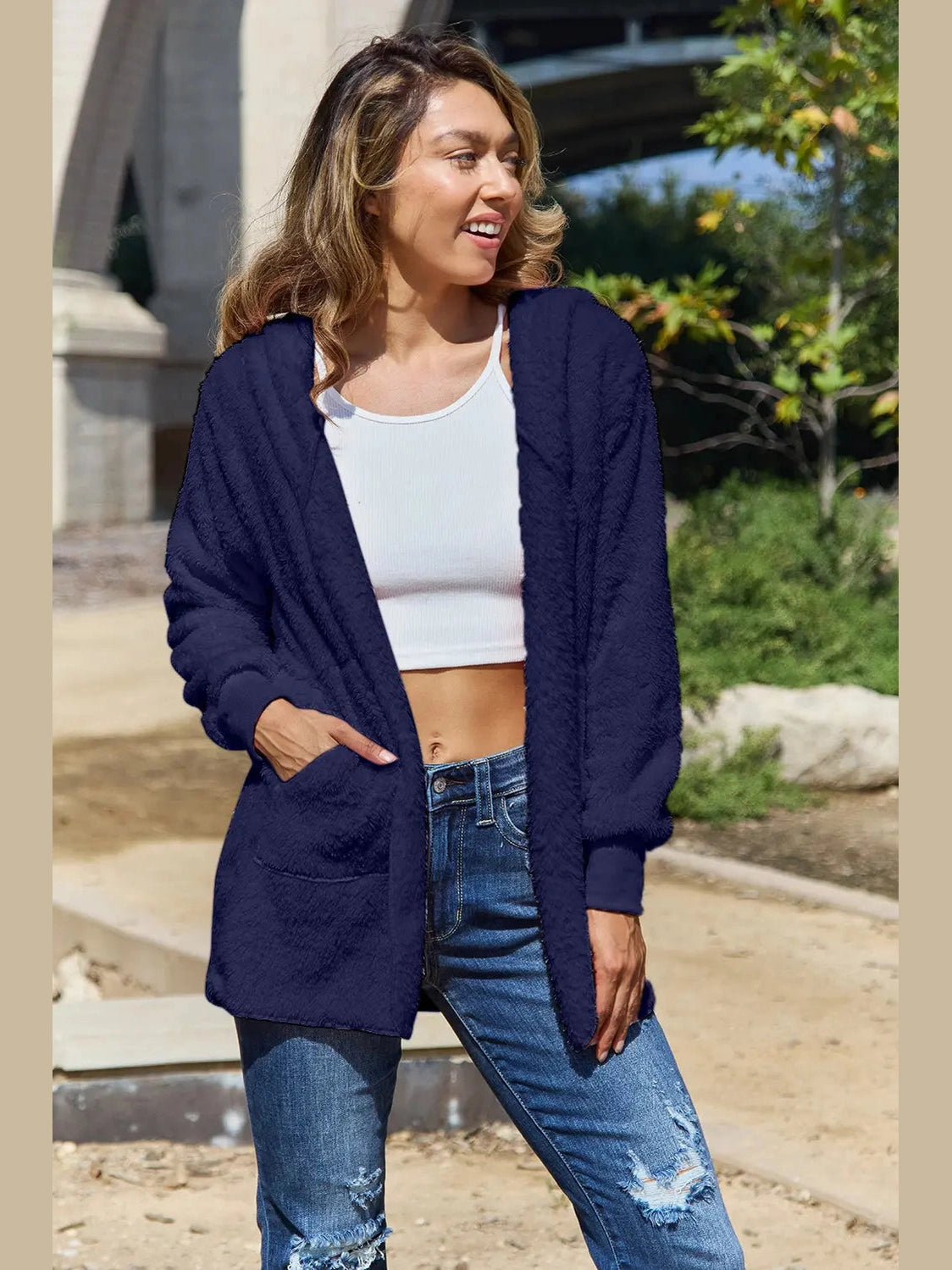 Full Size Teddy Hooded Jacket with Pockets nicholesgifts