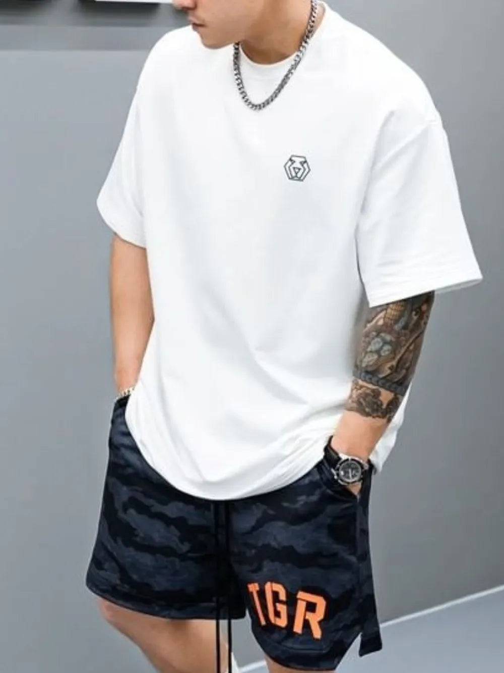 Men's Plus Size Round Neck Half Sleeve T-Shirt Trendsi