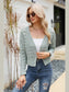 Open Front Cuffed Cropped Cardigan nicholesgifts