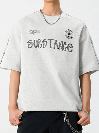 Men's Letter Round Neck Half Sleeve T-Shirt nicholesgifts