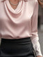 Satin Collar Long Sleeve Blouse nicholesgifts
