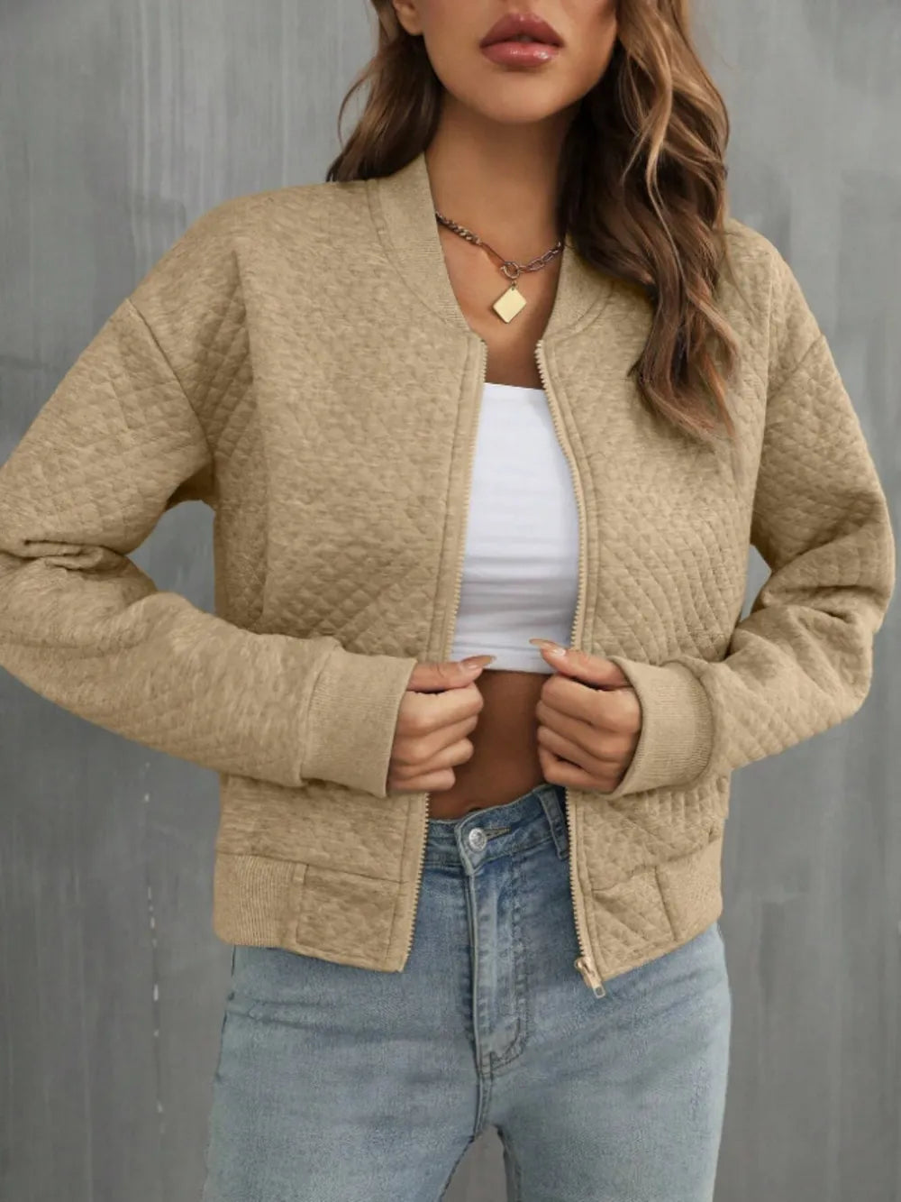 Zip Up Long Sleeve Jacket nicholesgifts