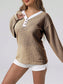 Striped Button Detail Long Sleeve Top nicholesgifts