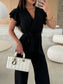 Surplice Wide Leg Belted Jumpsuit nicholesgifts
