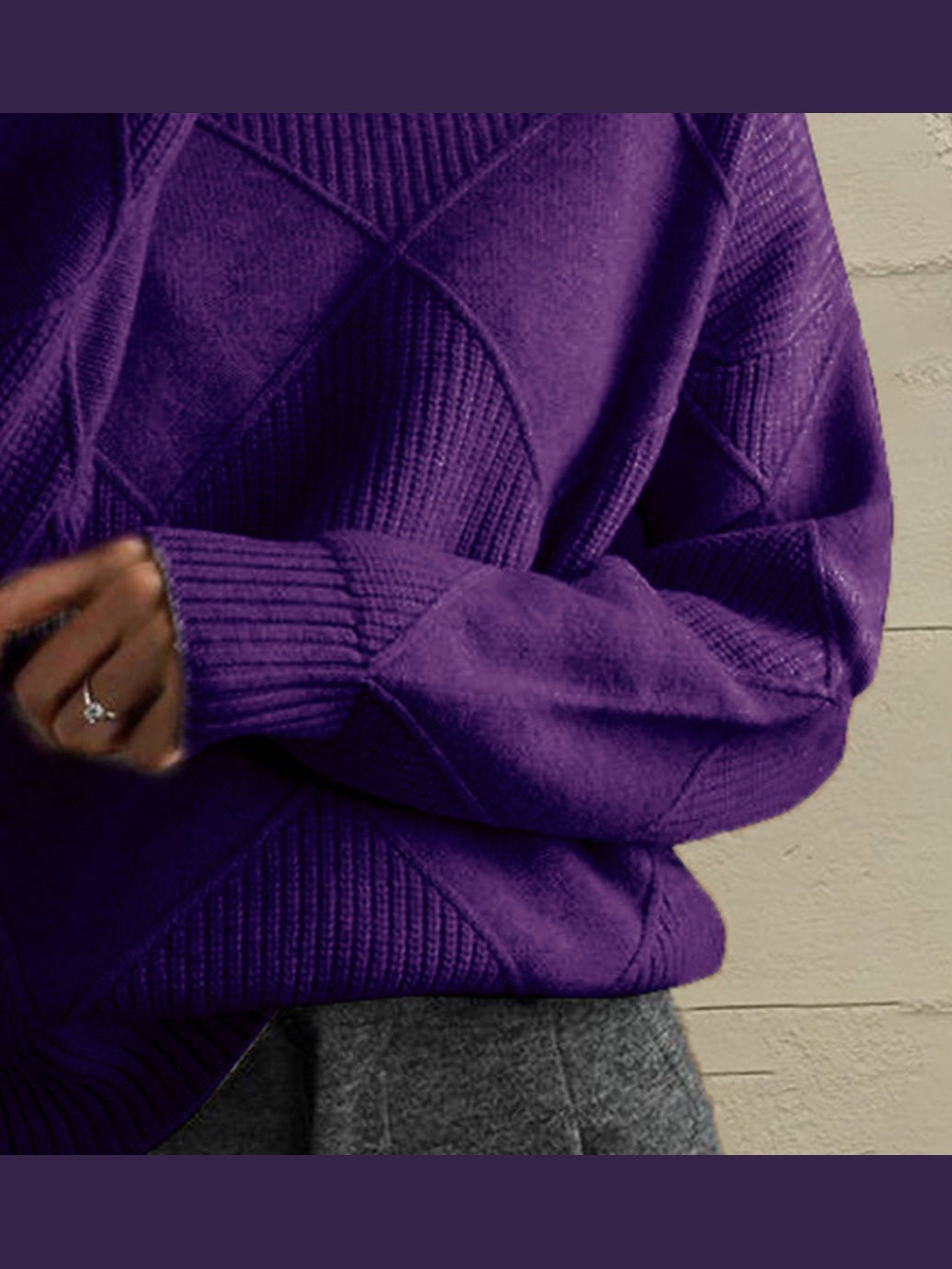 Geometric Turtleneck Long Sleeve Sweater nicholesgifts
