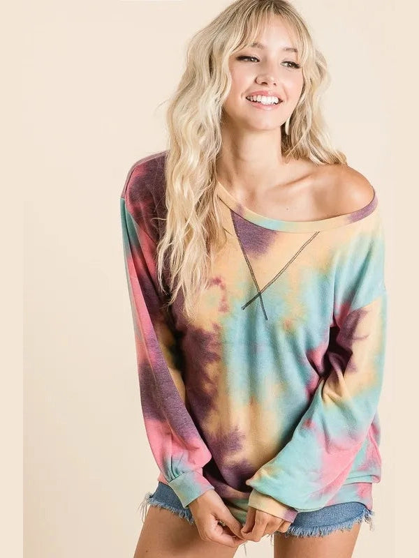BiBi Tie Dye Print French Terry Sweatshirt NicholesGifts