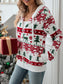 Women Drawstring Christmas Element Zip Up Hooded Jacket nicholesgifts