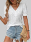 Eyelet Lace Detail V-Neck Flounce Sleeve Blouse nicholesgifts